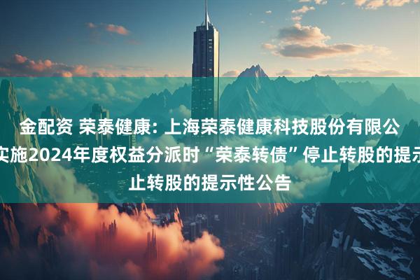 金配资 荣泰健康: 上海荣泰健康科技股份有限公司关于实施2024年度权益分派时“荣泰转债”停止转股的提示性公告